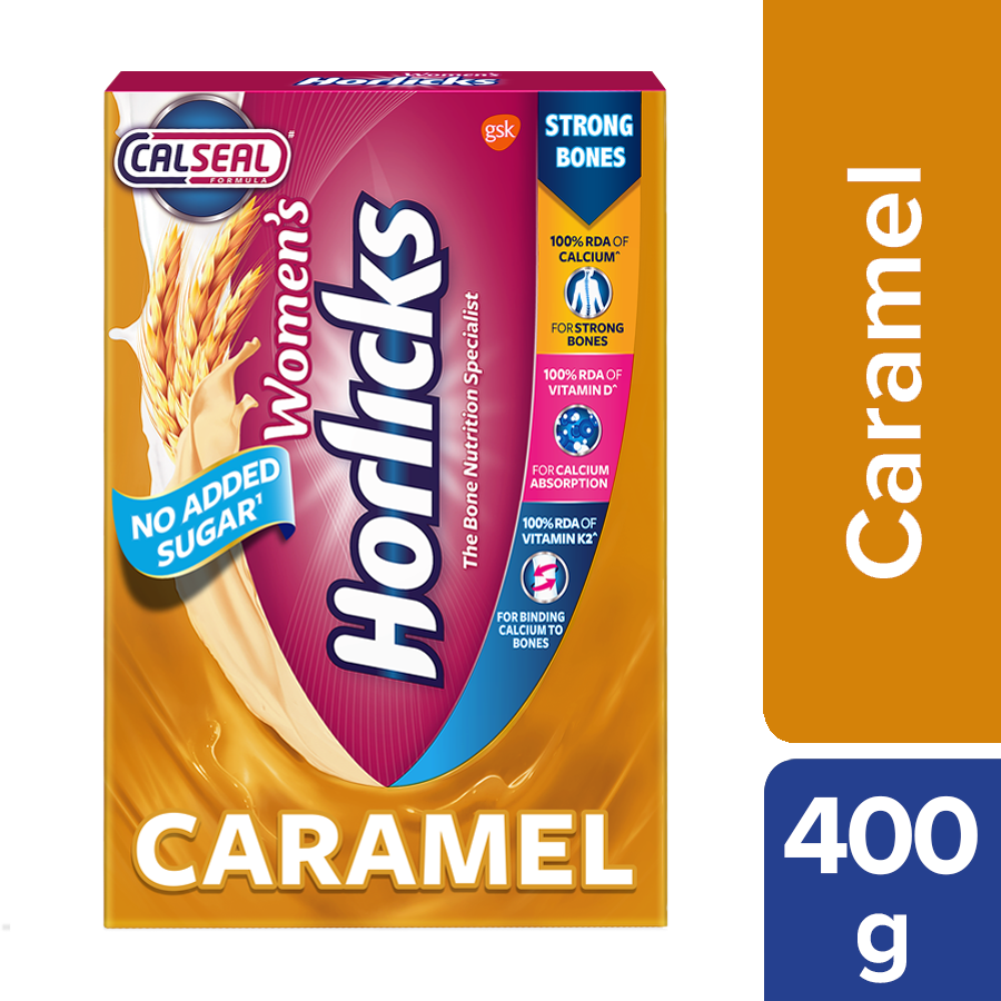 Horlicks Womens Horlicks Health And Nutrition Drink Caramel Flavour No Added Sugar 400 G 4509